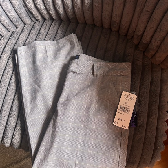 Star City Pants - Star City Grey and White Checkered Crop Pants